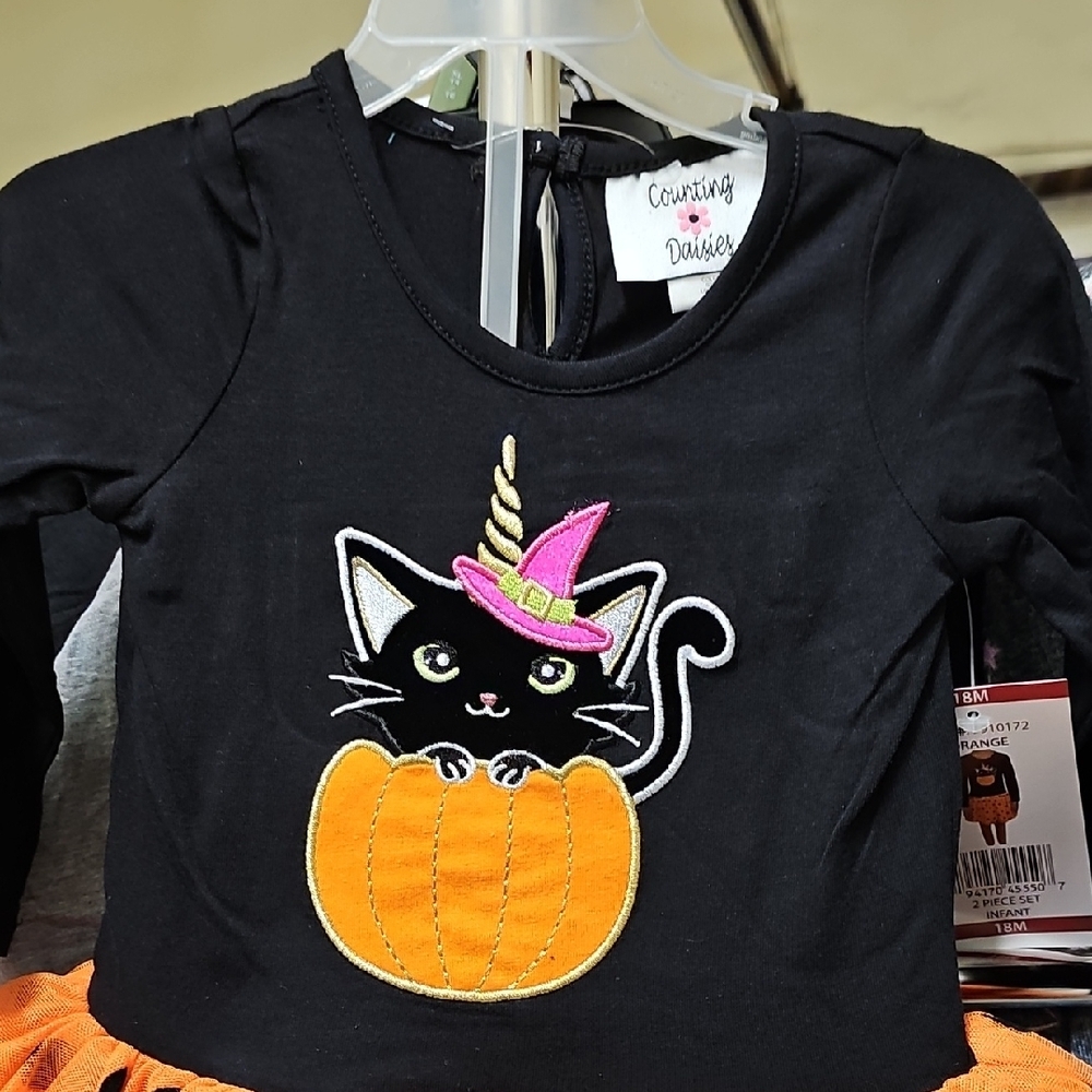 Nwt Size 4T Girls 2 Piece Cat Halloween Outfit - Picture 2 of 5